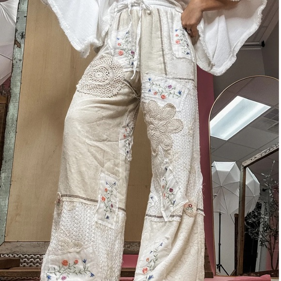 P4468–POL Patchwork Lace Crochet Pants or Shirt - Picture 4 of 8